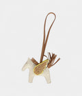 Custom White Swarovski Crystal HMBedazzled Pegase Rodeo Bag Charm PM Craie Lime and Chai Milo Lambskin