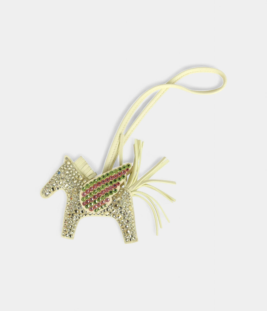 Custom Yellow Swarovski Crystal HMPegase Bedazzled Rodeo Bag Charm PM Jaune Milton Milo Lambskin
