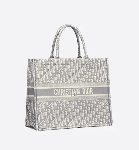 DYOR LARGE BOOK TOTE GRAY DYOR OBLIQUE EMBROIDERY