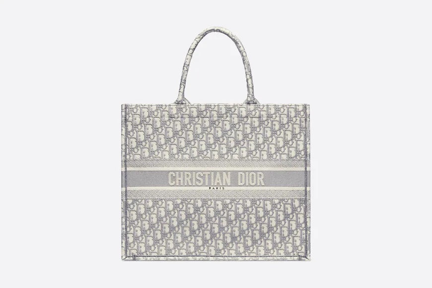 DYOR LARGE BOOK TOTE GRAY DYOR OBLIQUE EMBROIDERY