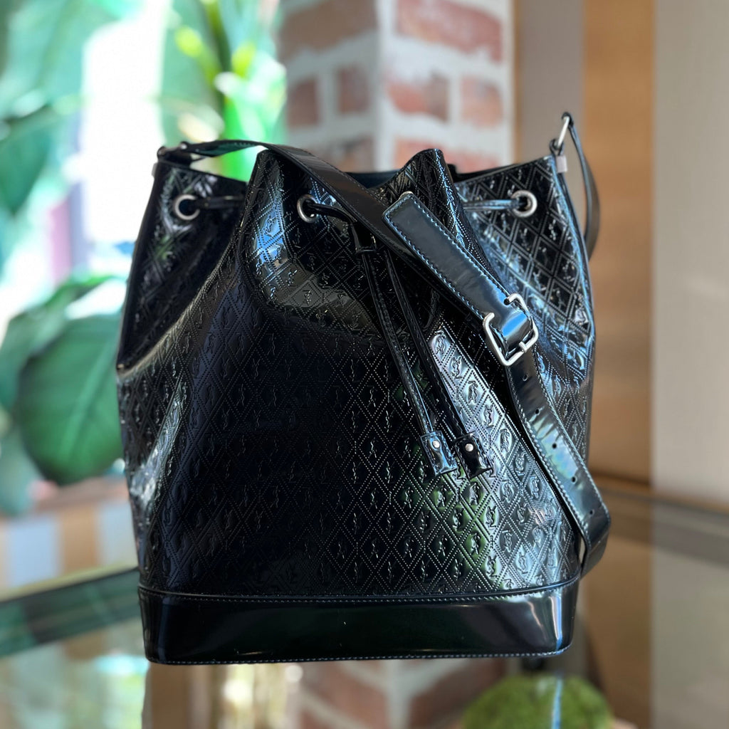 SANT LAURENT Spazzolato Le Monogram Drawstring Bucket Bag