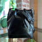 SANT LAURENT Spazzolato Le Monogram Drawstring Bucket Bag