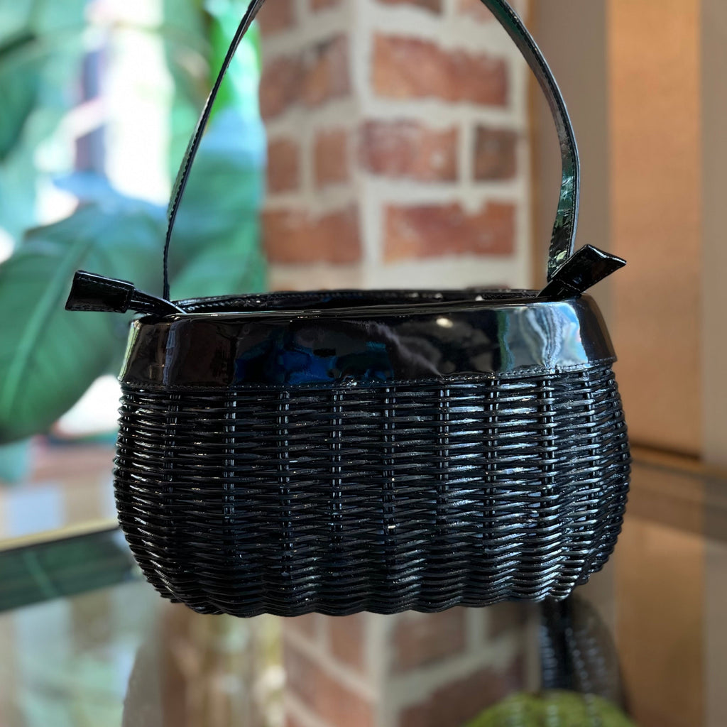 B-BERRY Wicker Basket Top Handle Bag