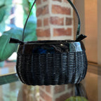 B-BERRY Wicker Basket Top Handle Bag