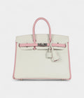 HM BK 25 – Rose Sakura & White Clemence with Brushed Palladium Hardware