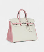 HM BK 25 – Rose Sakura & White Clemence with Brushed Palladium Hardware