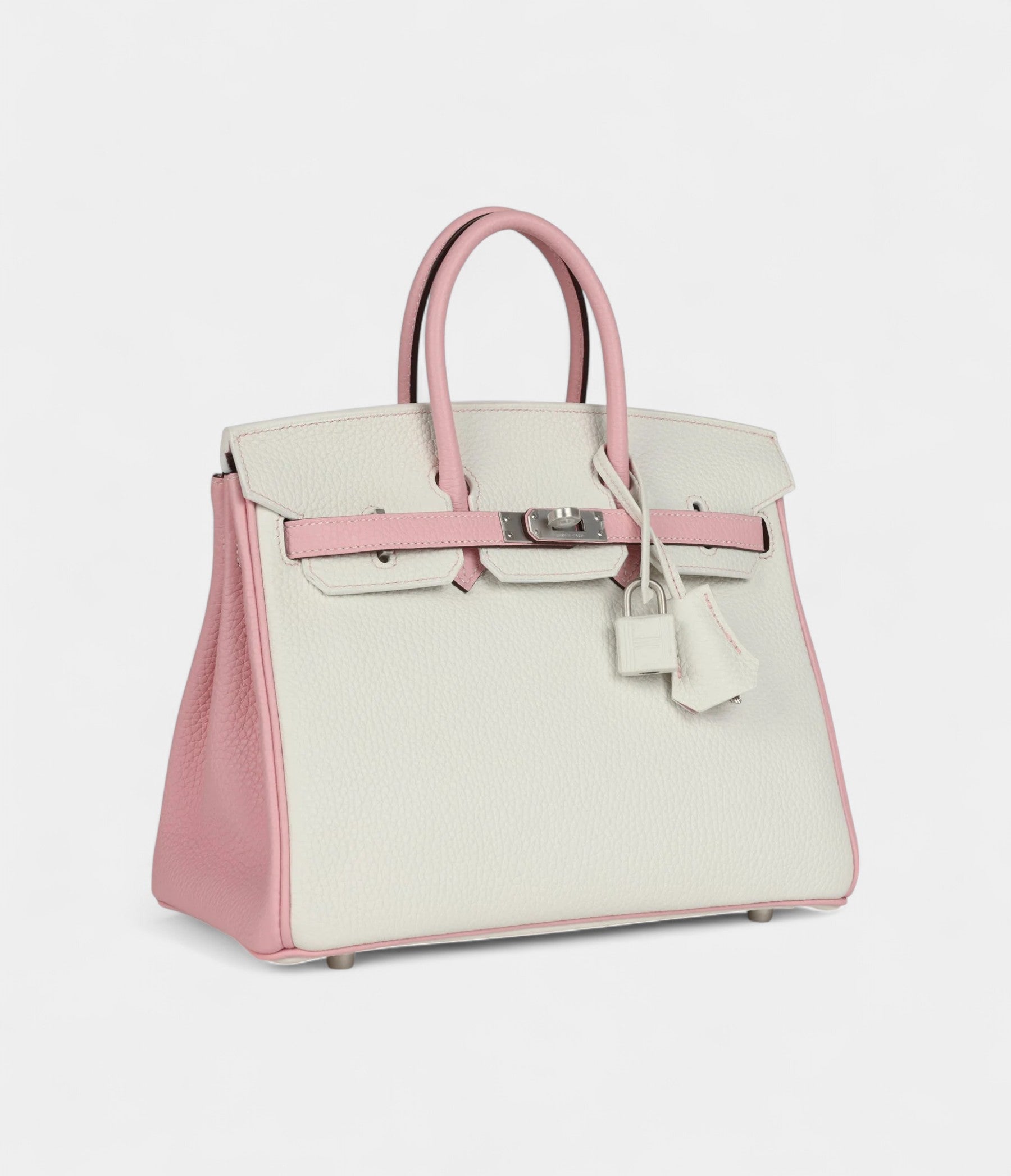 HM BK 25 – Rose Sakura & White Clemence with Brushed Palladium Hardware