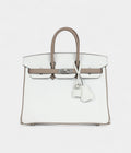 HM BK 25 – White & Etoupe Clemence with Brushed Palladium Hardware
