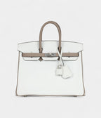 HM BK 25 – White & Etoupe Clemence with Brushed Palladium Hardware