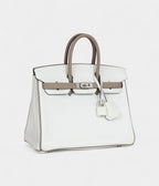 HM BK 25 – White & Etoupe Clemence with Brushed Palladium Hardware