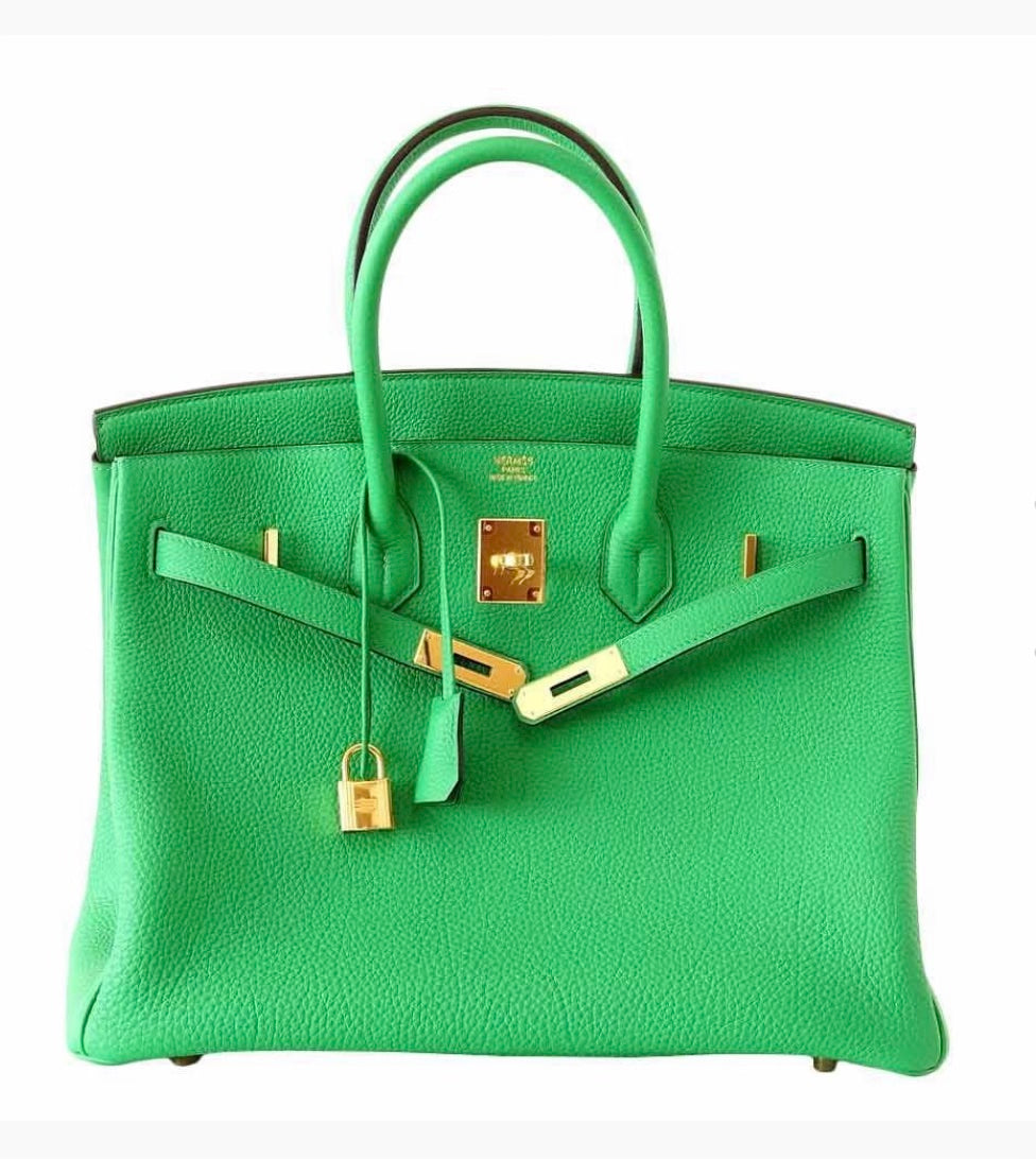HRMS BIRKIN 35 BAMBOO TOGO LEATHER HANDBAG