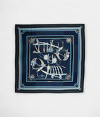 HM140cm Cashmere Shawl in Blue Bandana Pattern Court Harness
