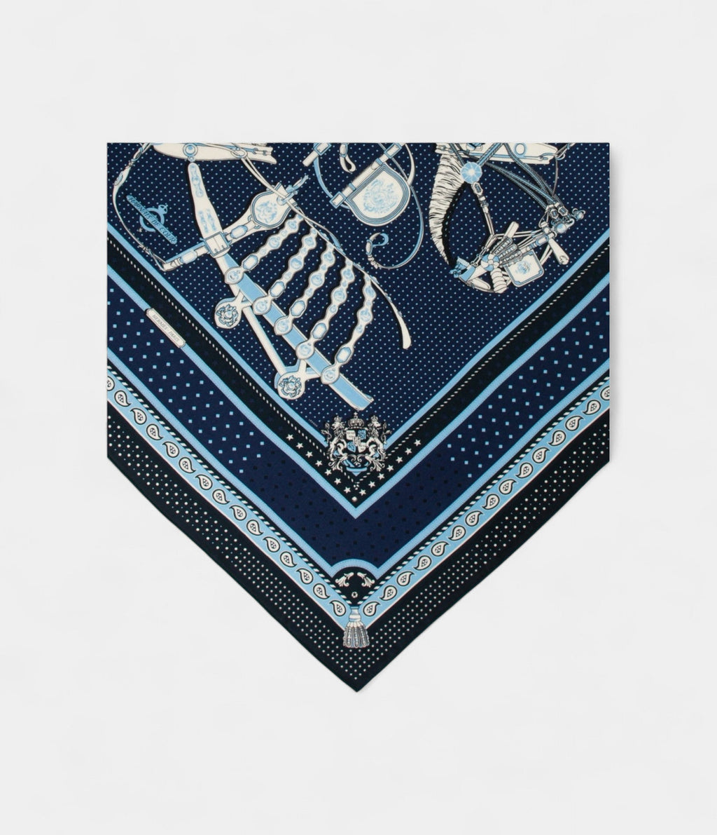 HM140cm Cashmere Shawl in Blue Bandana Pattern Court Harness