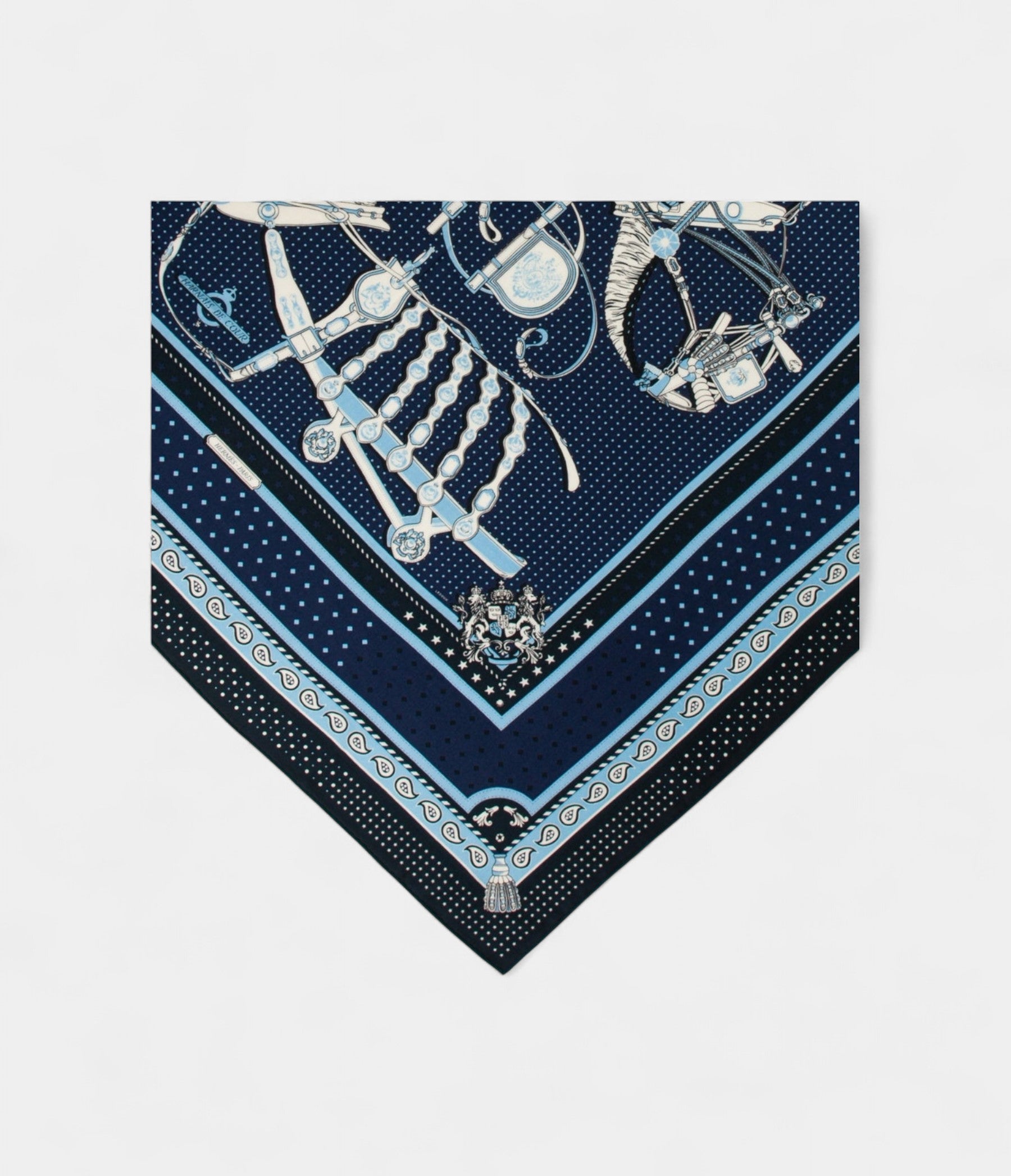 HM140cm Cashmere Shawl in Blue Bandana Pattern Court Harness