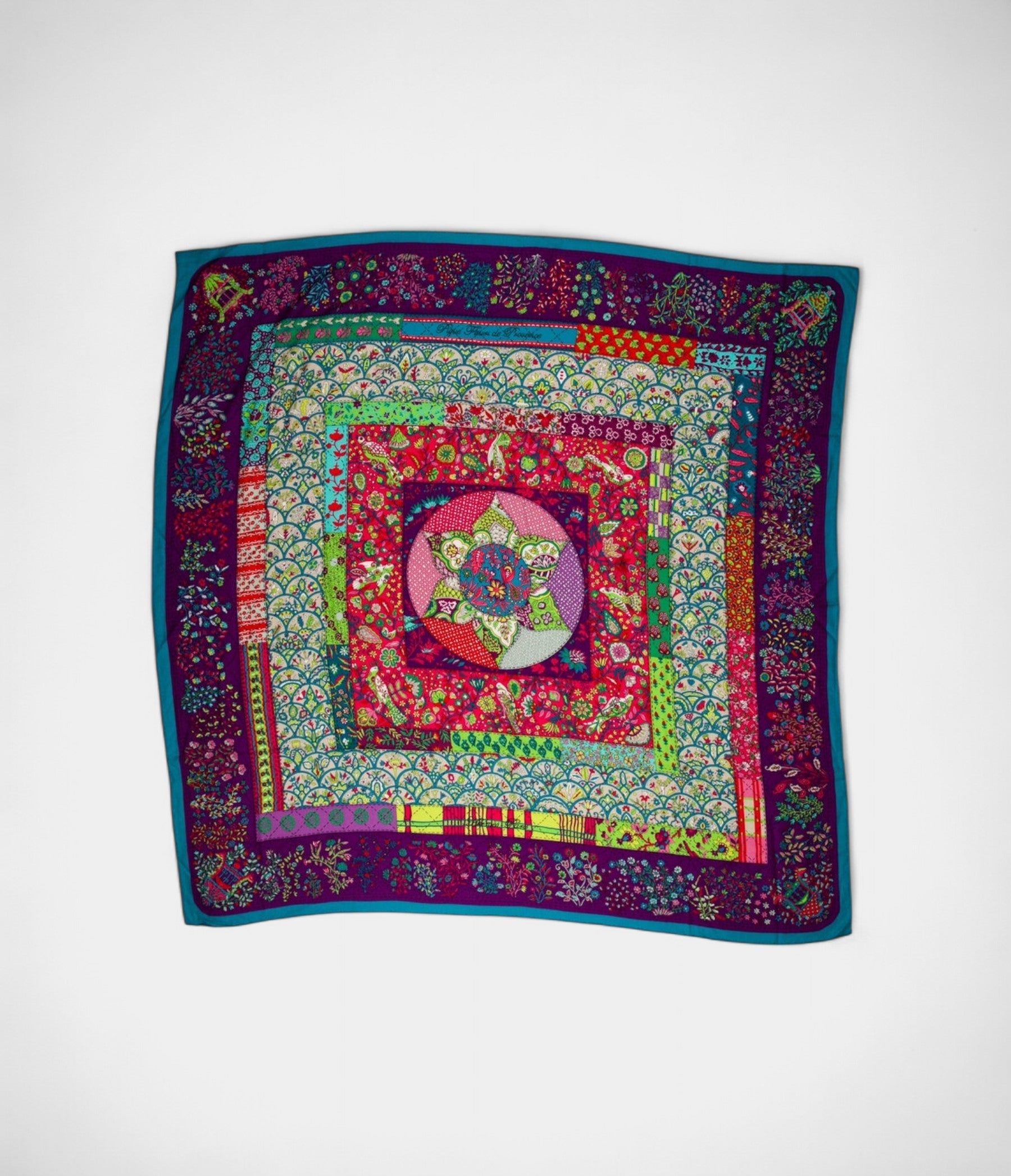 HM140cm Cashmere Shawl in Blue Provençal Flower Quilt