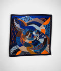 HM140cm Cashmere Shawl in Blue Travers Champs Motif