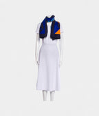 HM140cm Cashmere Shawl in Blue Travers Champs Motif