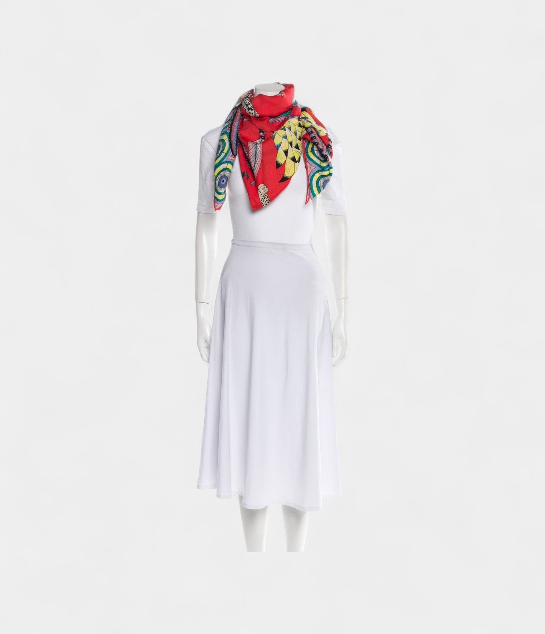 HM140cm Cashmere Shawl in Blue & Red The Savana Dance Motif