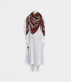 HM140cm Cashmere Shawl in Brown & Zouaves and Dragons Bandana Motif