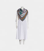 HM140cm Cashmere Shawl in Grey & Equestrian Letters Pattern