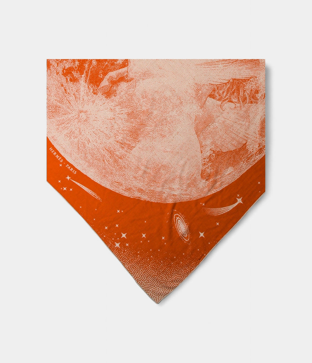 HM140cm Cashmere Shawl in Grey & Orange Moonlight