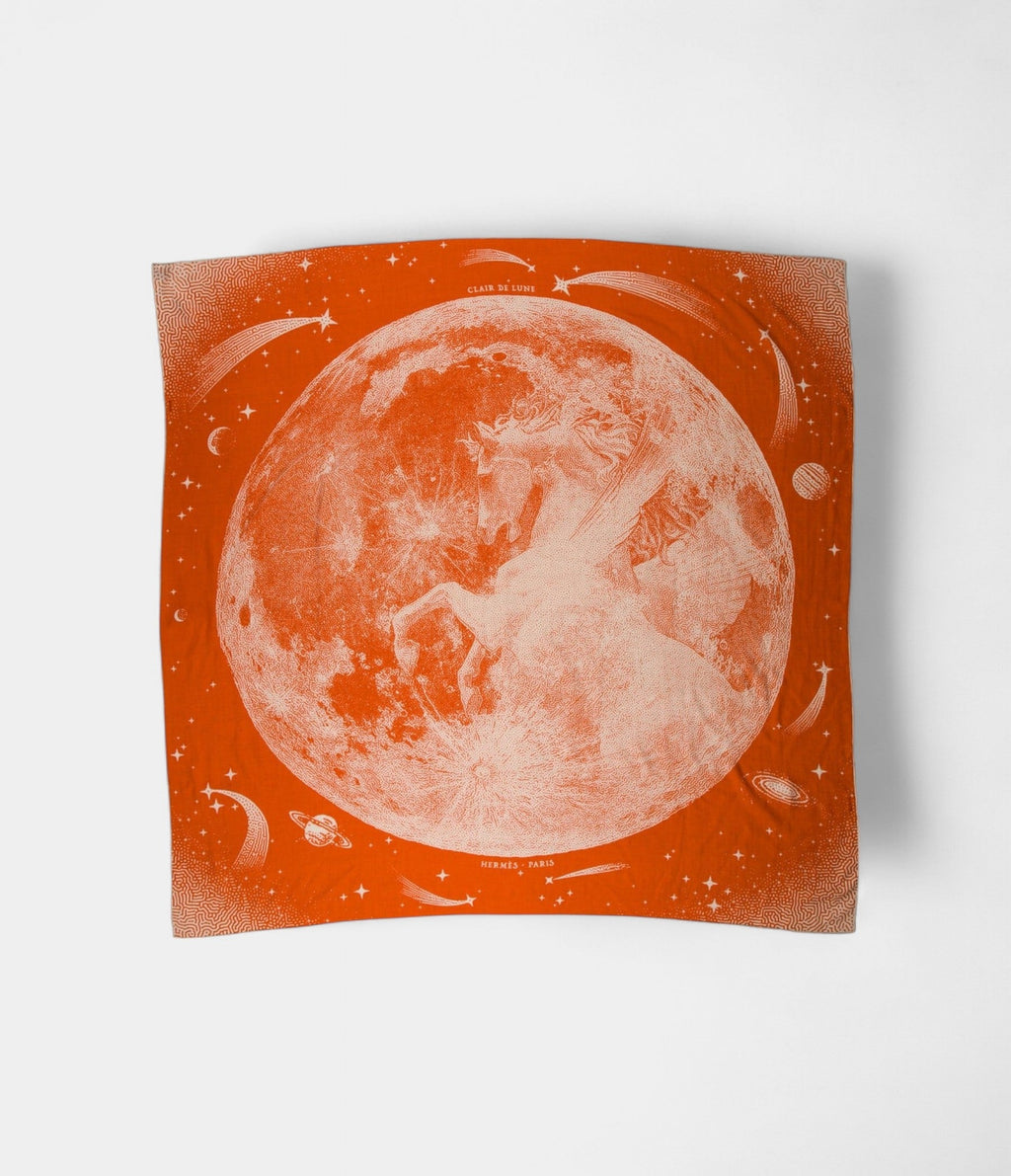 HM140cm Cashmere Shawl in Grey & Orange Moonlight