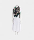 HM140cm Cashmere Shawl in Neutrals Clic Clac with Polka Dot Pattern
