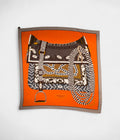 HM140cm Cashmere Shawl in Orange Gaucho Motif Saddle Design