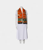 HM140cm Cashmere Shawl in Orange Qatari Horses Motif
