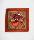 HM140cm Cashmere Shawl in Orange Under the Cedar of Lebanon Pattern