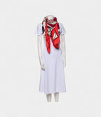 HM140cm Cashmere Shawl in Red Cars with Transformation Pattern