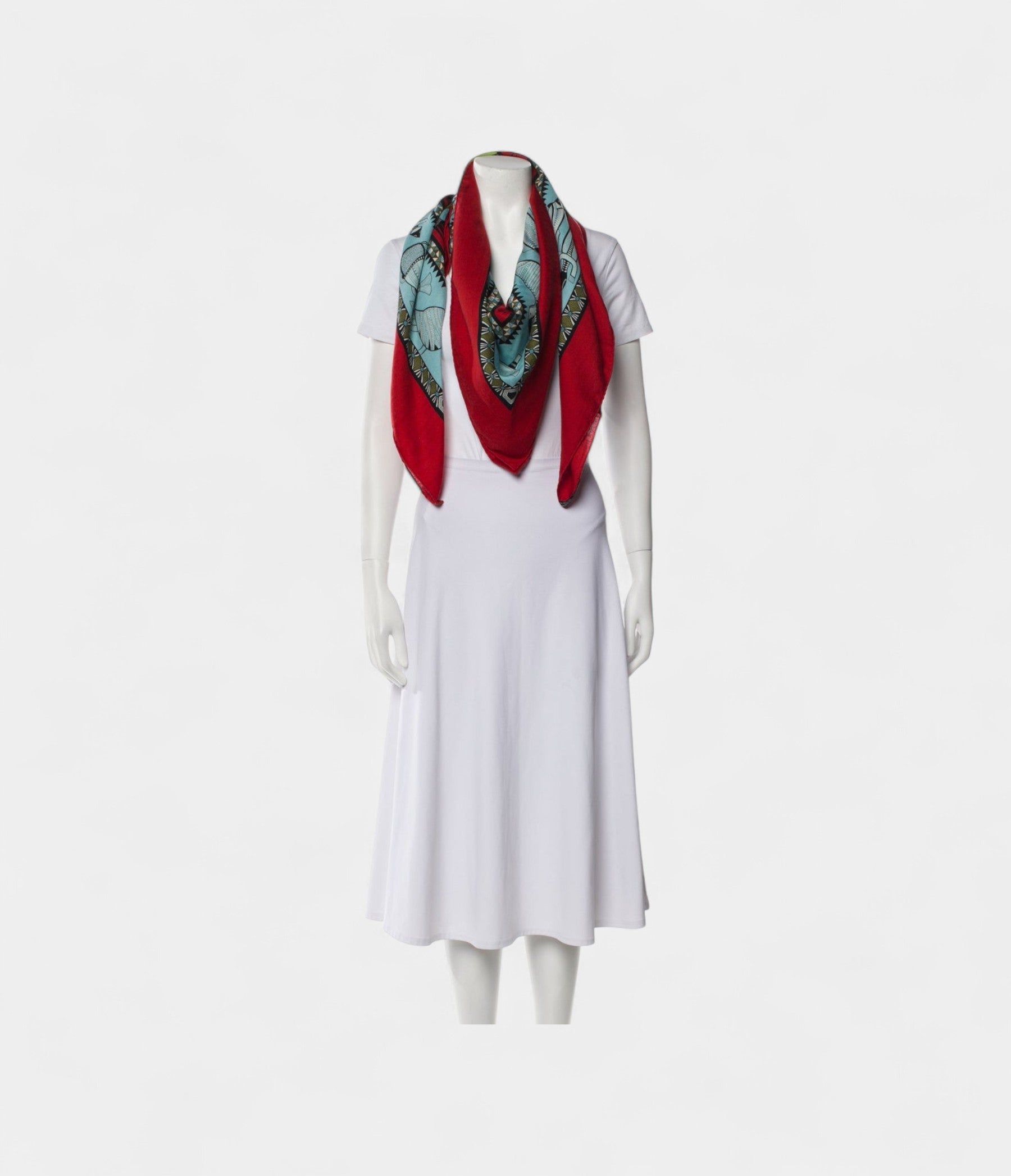 HM140cm Cashmere Shawl in Red Life of the River