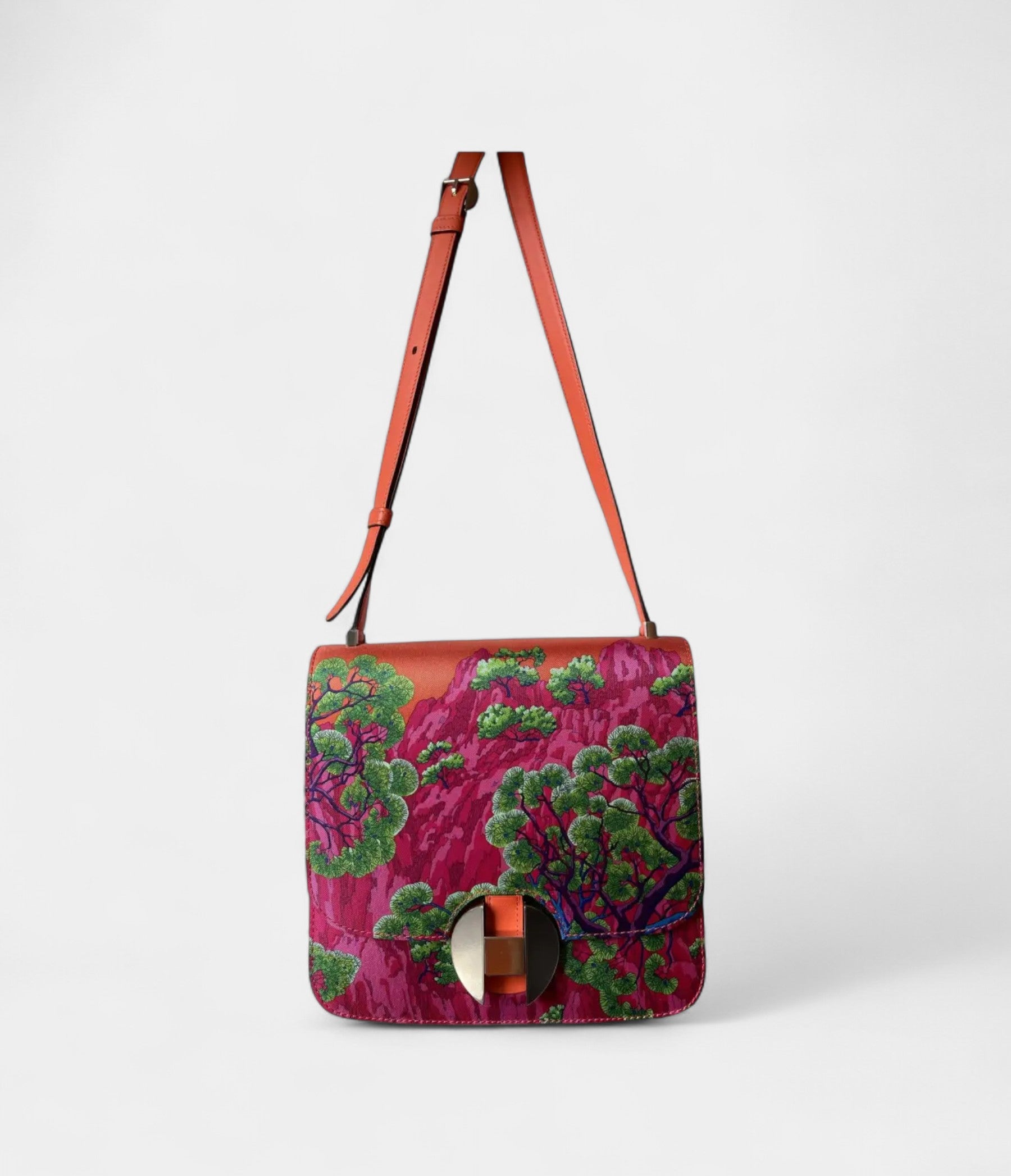 HM2002 Pink Green Leather Handbag