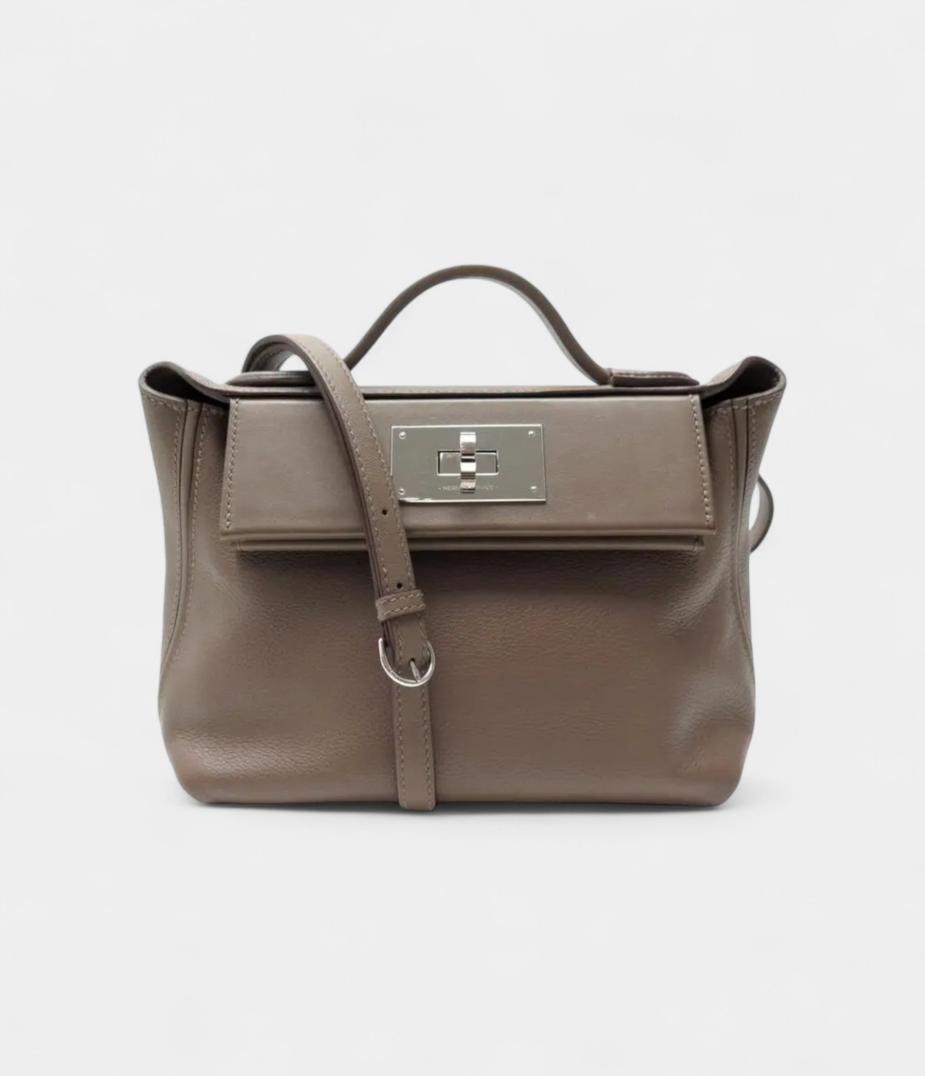 HM24/24 Handmade Beige Leather Bag with Palladium Hardware