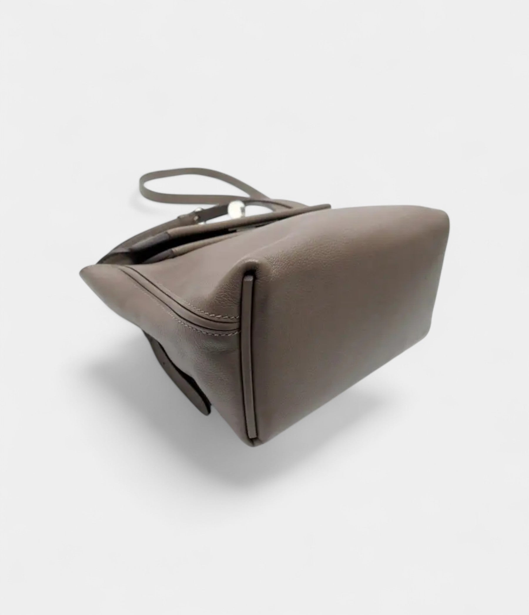 HM24/24 Handmade Beige Leather Bag with Palladium Hardware