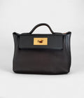 HM24/24 Handmade Black & Gold Leather Bag with Palladium Hardware