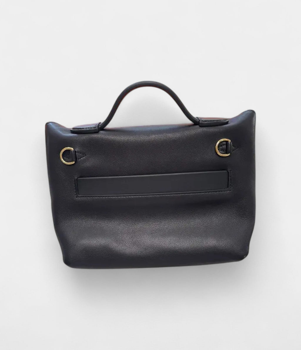 HM24/24 Handmade Black & Gold Leather Bag with Palladium Hardware