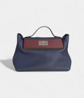 HM24/24 Handmade Grey Blue Leather Bag with Palladium Hardware
