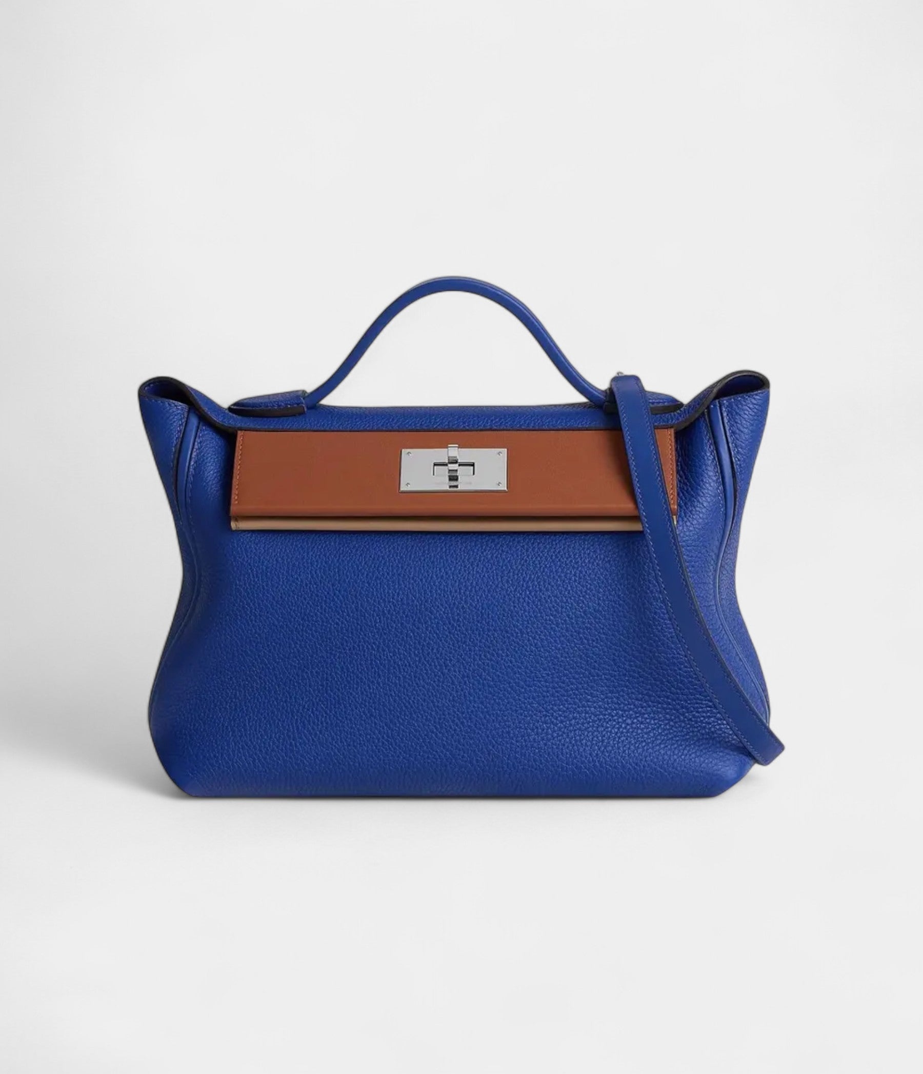HM24/24 Handmade Blue Leather Bag with Palladium Hardware