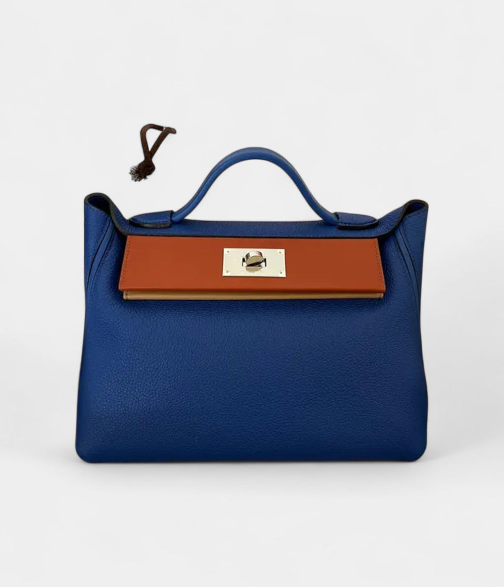 HM24/24 Handmade Blue Leather Bag with Palladium Hardware