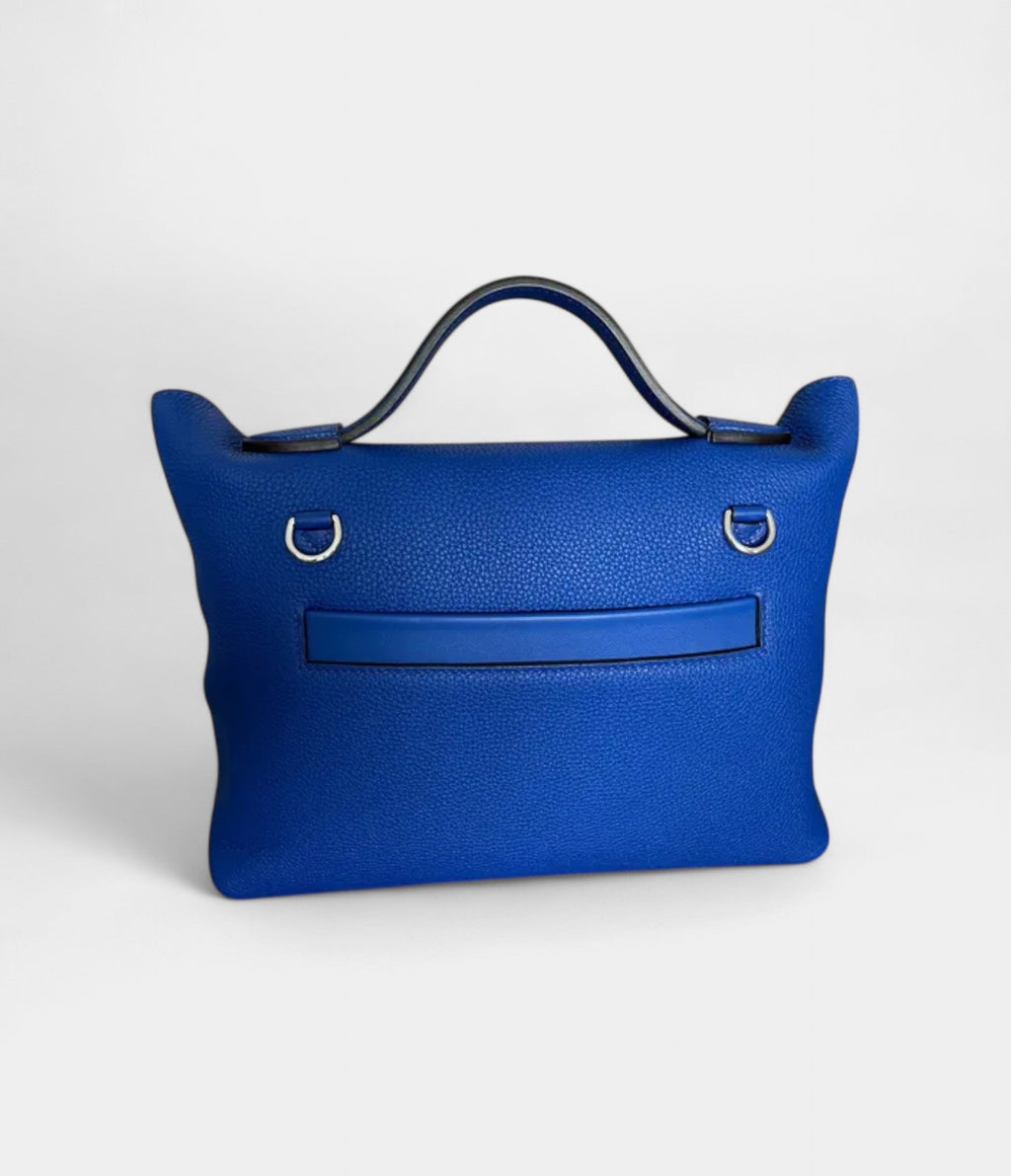 HM24/24 Handmade Blue Leather Bag with Palladium Hardware