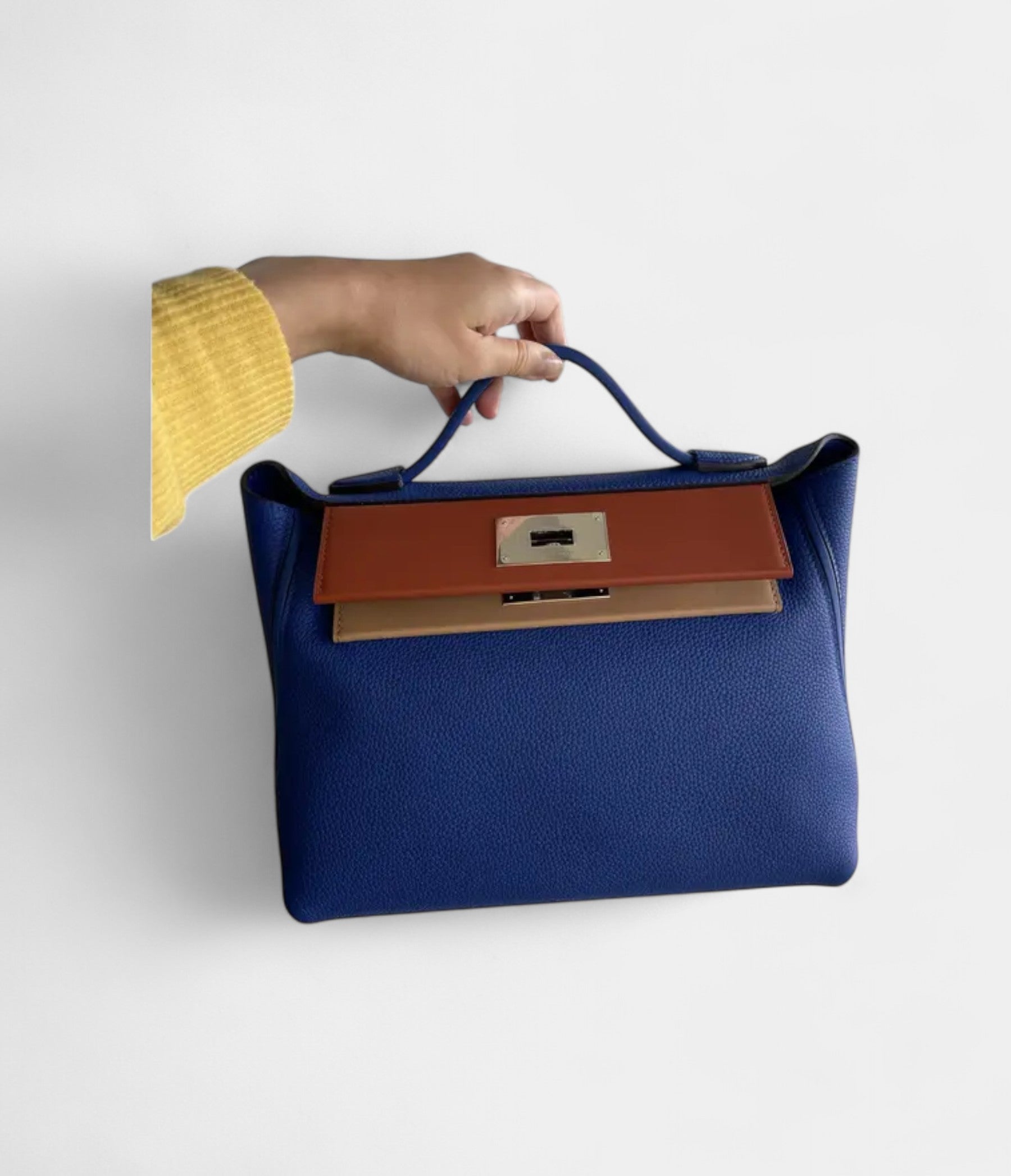 HM24/24 Handmade Blue Leather Bag with Palladium Hardware