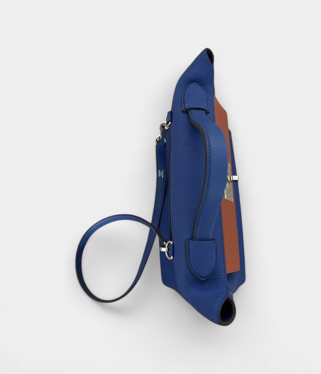 HM24/24 Handmade Blue Leather Bag with Palladium Hardware