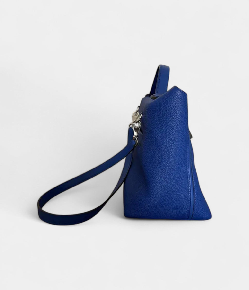 HM24/24 Handmade Blue Leather Bag with Palladium Hardware