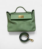 HM24/24 Handmade Green Leather Bag with Palladium Hardware