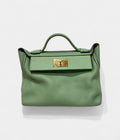 HM24/24 Handmade Green Leather Bag with Palladium Hardware