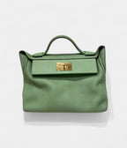 HM24/24 Handmade Green Leather Bag with Palladium Hardware