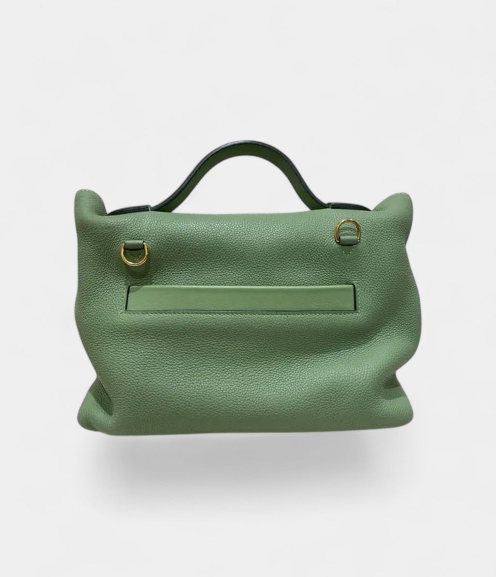 HM24/24 Handmade Green Leather Bag with Palladium Hardware
