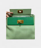 HM24/24 Handmade Green Leather Bag with Palladium Hardware
