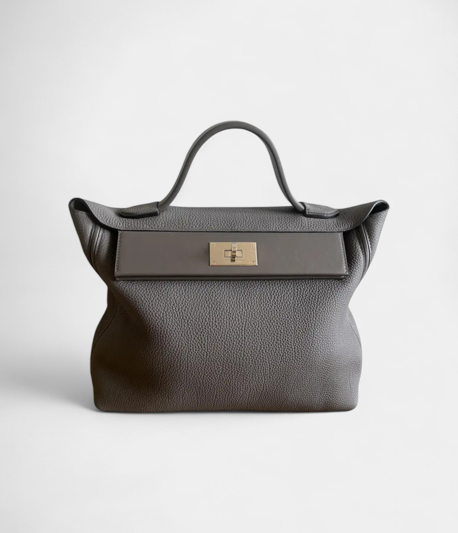 HM24/24 Handmade Grey Leather Bag with Palladium Hardware
